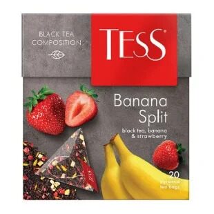 Чай Tess Banana Split, черный фруктовый, 20 пирамидок