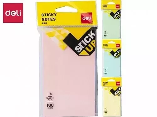 Клейкие листки DELI "Stick Up", 76 х126 мм, ассорти пастельные, 100 листов